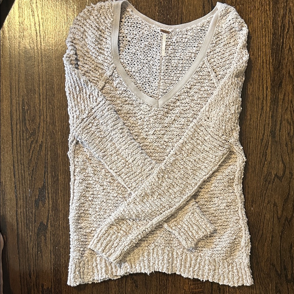 Free People Boucle V-Neck Sweater